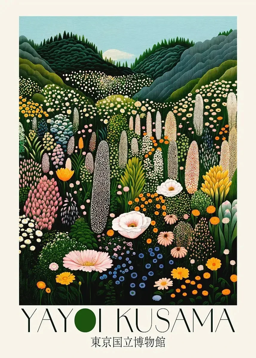 Plakat japoński botaniczny w stylu Japandi Fioletowy