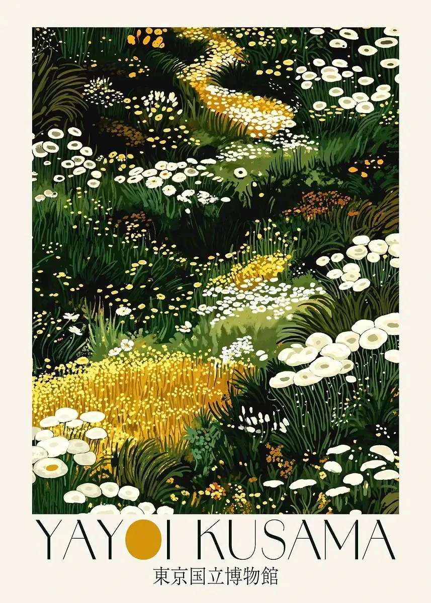 Plakat japoński botaniczny w stylu Japandi Granatowy