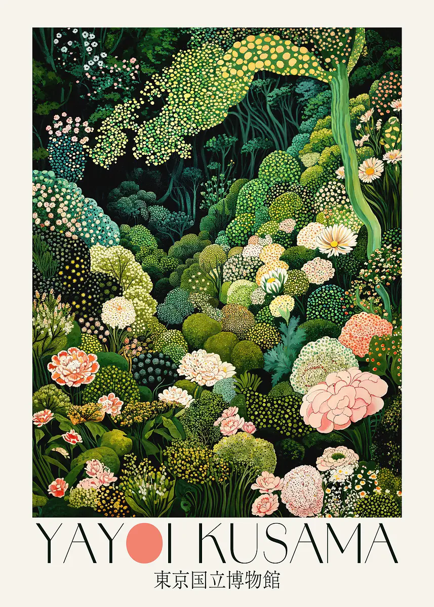 Plakat japoński botaniczny w stylu Japandi Jasnożółty