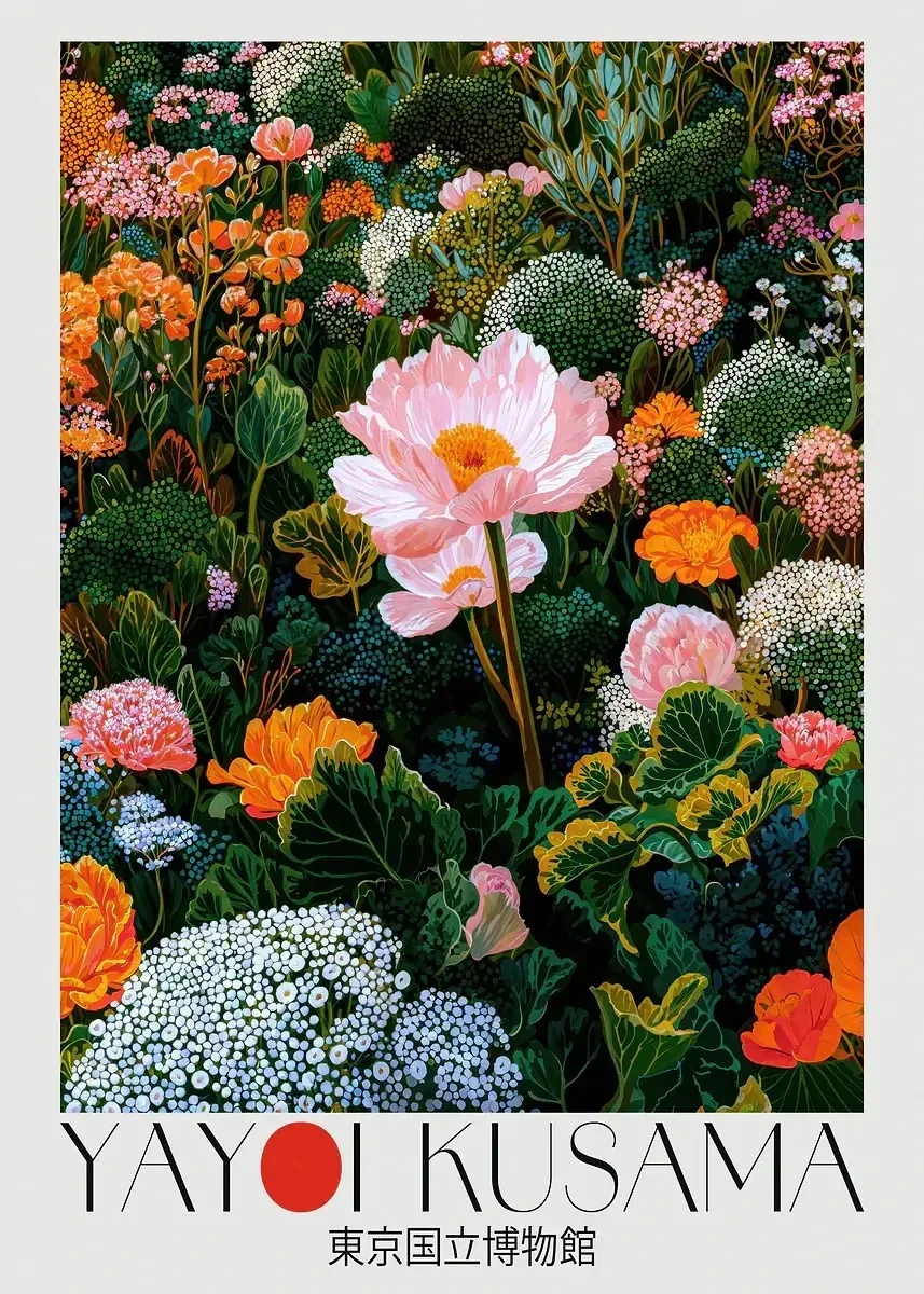 Plakat japoński botaniczny w stylu Japandi Niebieski