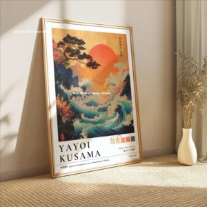 Plakat Yayoi Kusama i Fudżi w stylu japońskim Wzór 1