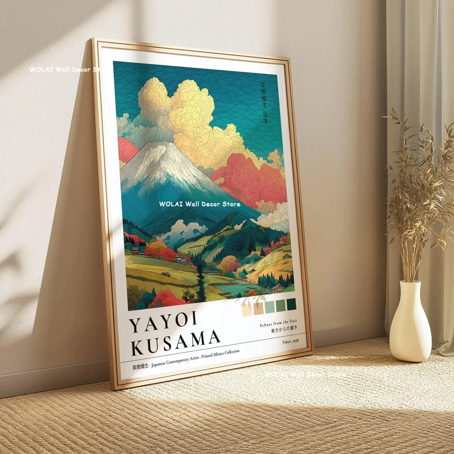 Plakat Yayoi Kusama i Fudżi w stylu japońskim Wzór 2