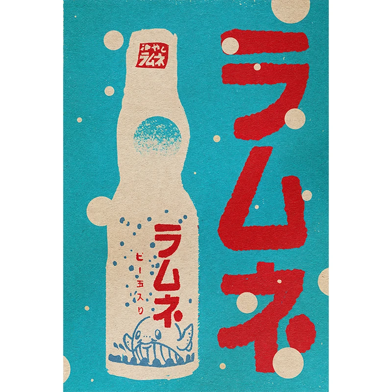 Japoński szczęśliwy kot Daruma - plakat retro Jasnozielony