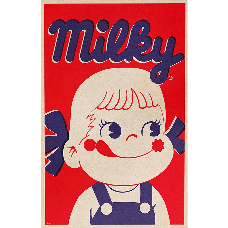 Japoński szczęśliwy kot Daruma - plakat retro Zielony