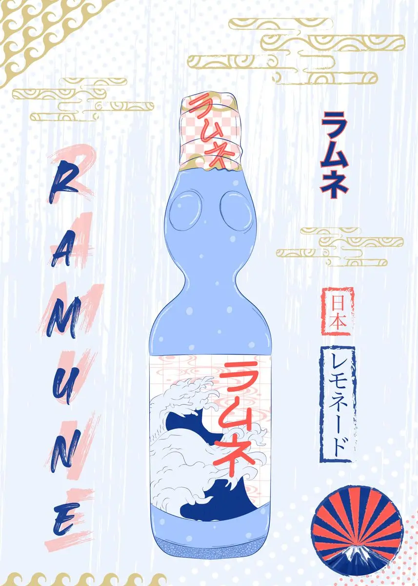 Plakat japoński krajobraz Fuji i ramen Wzór 3