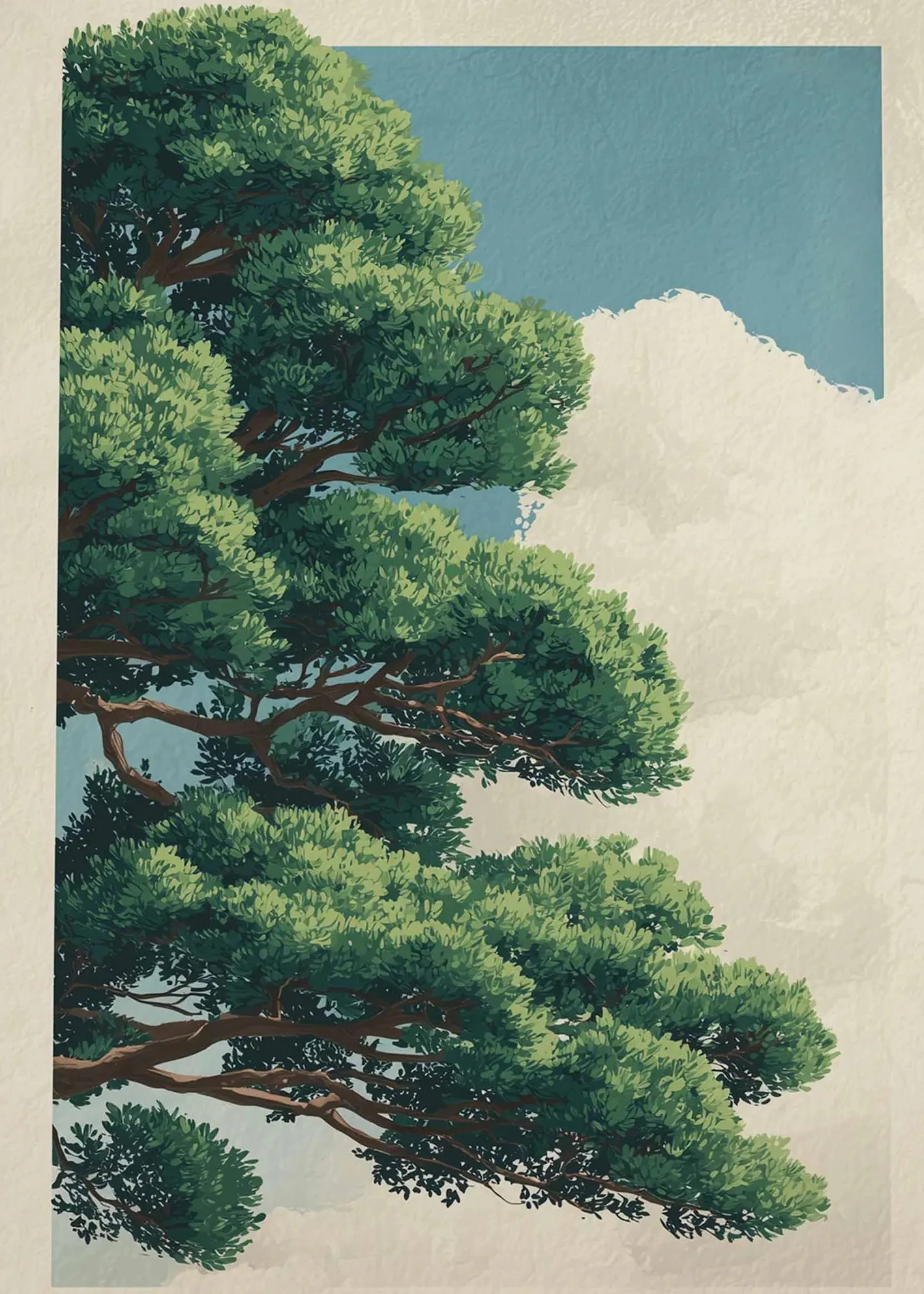 Plakat japoński las i karpie koi zen Burgundia