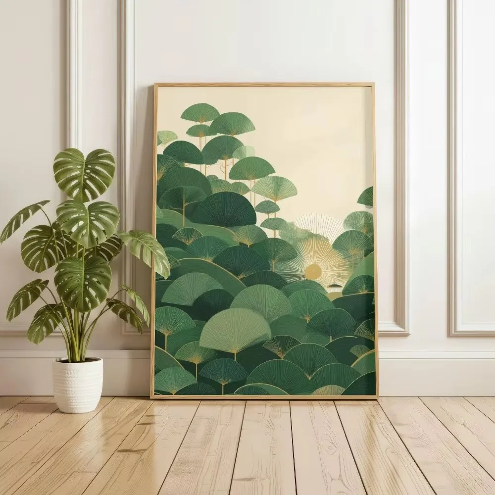 Plakat japoński las i ryby koi Fioletowy/фиолетовый