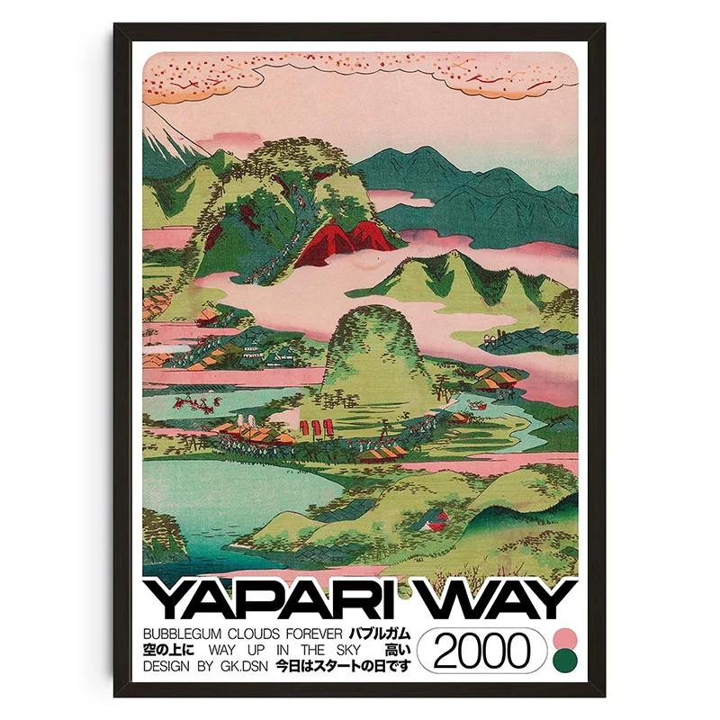 Plakat Japoński Pejzaż Vintage Granatowy