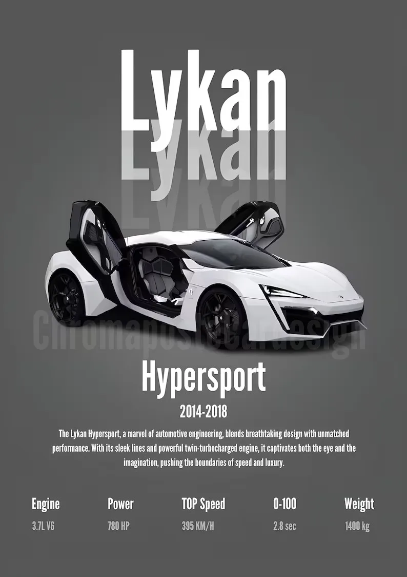 Plakat japoński samochód sportowy minimalistyczny żółty