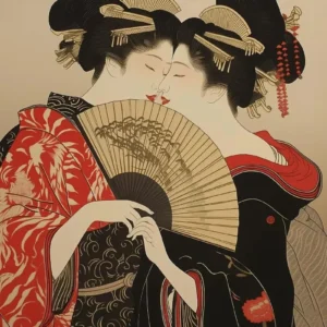 Japoński samuraj ukiyo-e Czarny