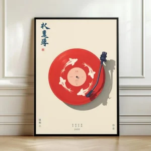 Plakat japoński tygrys i kot - Japandi vintage Wzór 1