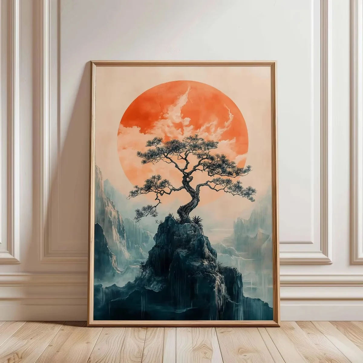 Plakat japoński tygrys i kot - Japandi vintage Wzór 2