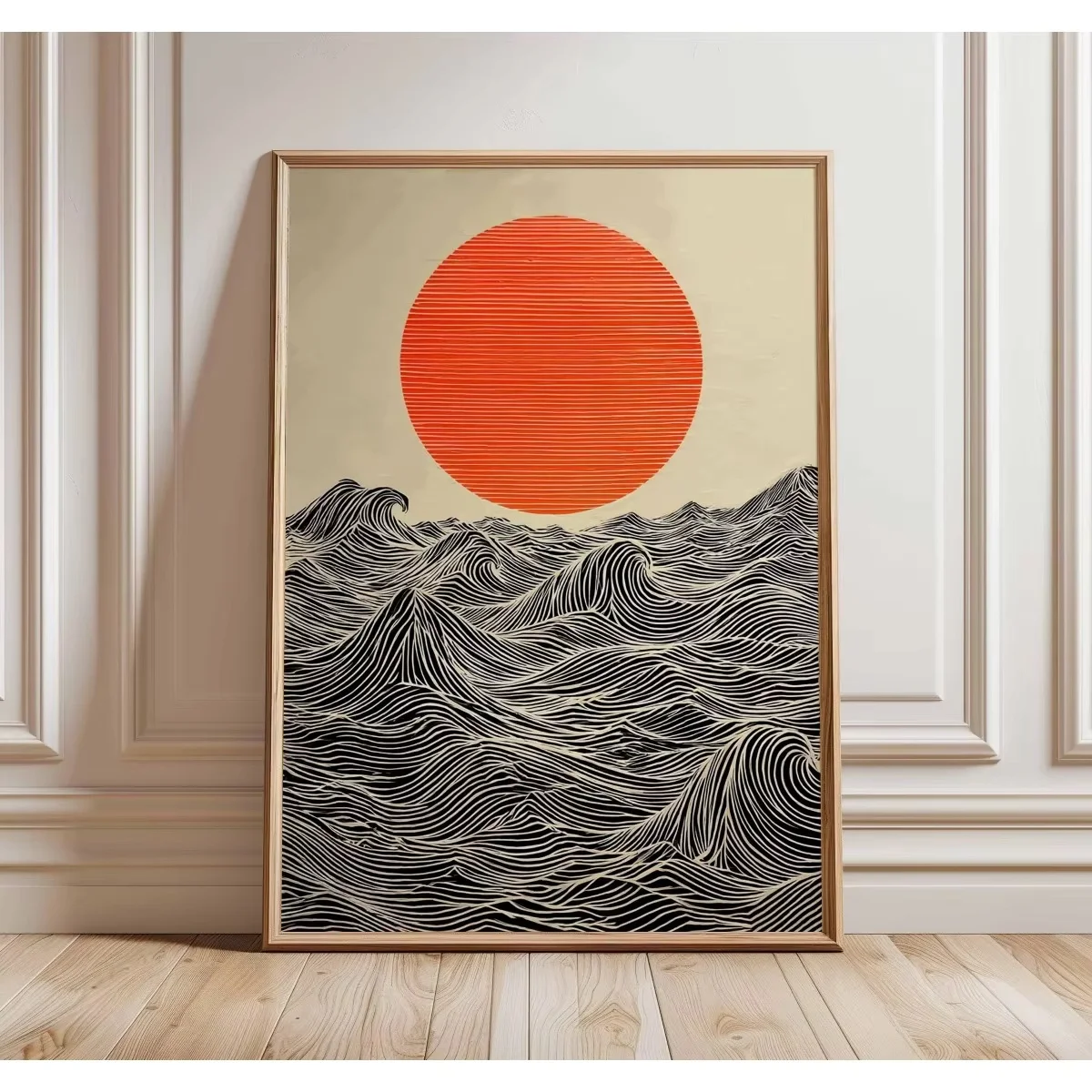 Plakat japoński tygrys i kot - Japandi vintage Wzór 3