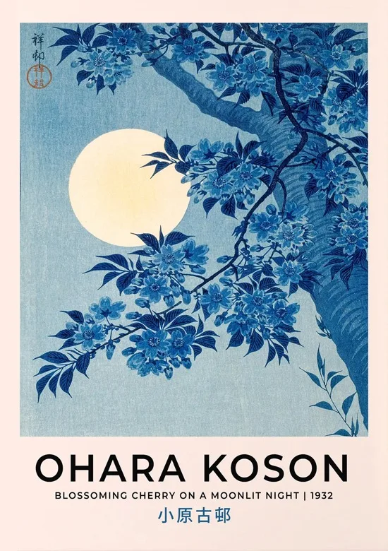 Plakat japoński vintage - Ohara Koson i Hokusai Wzór 1