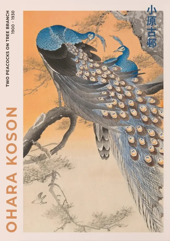 Plakat japoński vintage - Ohara Koson i Hokusai Wzór 2