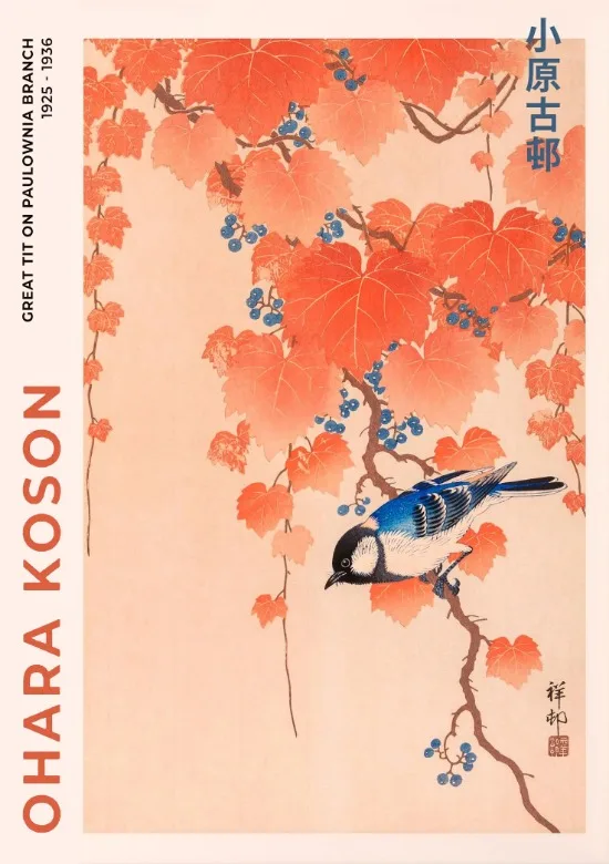 Plakat japoński vintage - Ohara Koson i Hokusai Wzór 6
