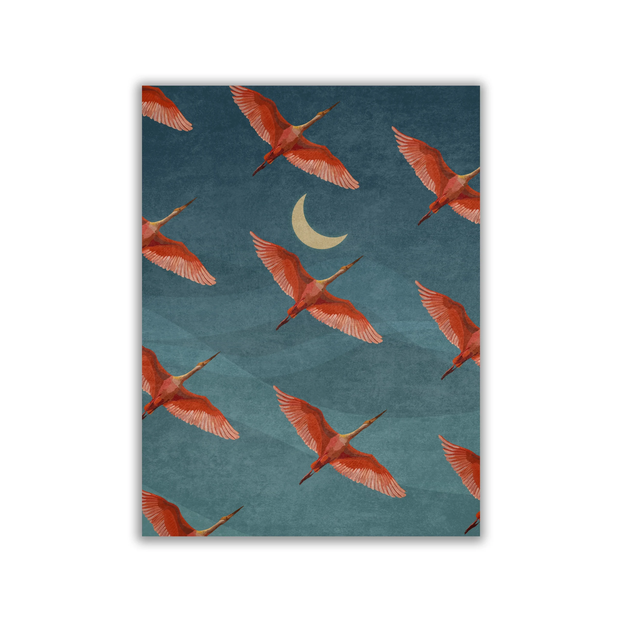Plakat japoński żuraw Hokusai Granatowy