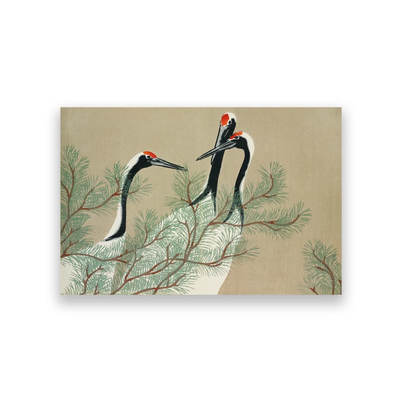 Plakat japoński żuraw Hokusai Zielony