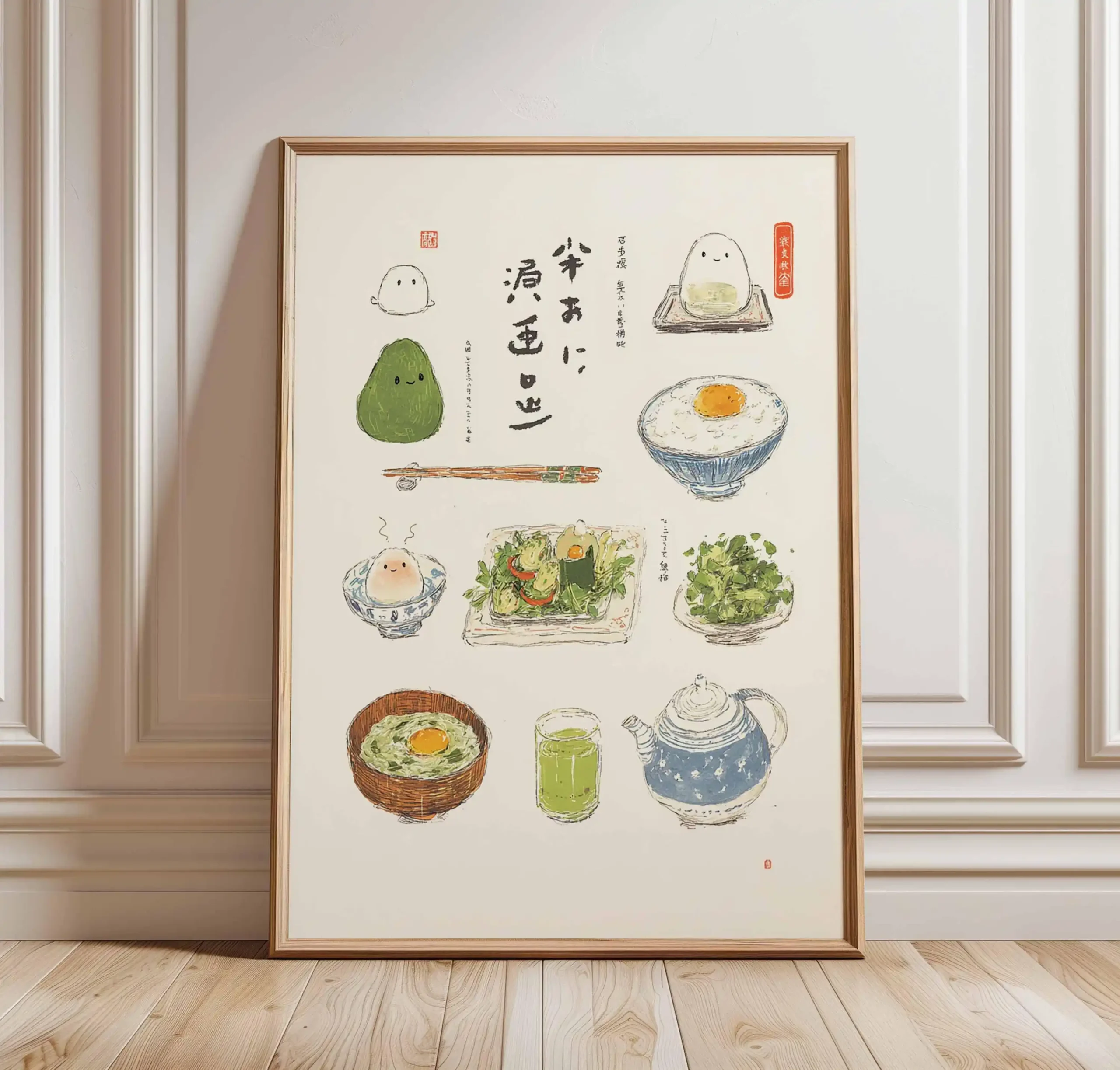 Plakat japoński żuraw ukiyo-e z czerwonym słońcem Pomarańczowy