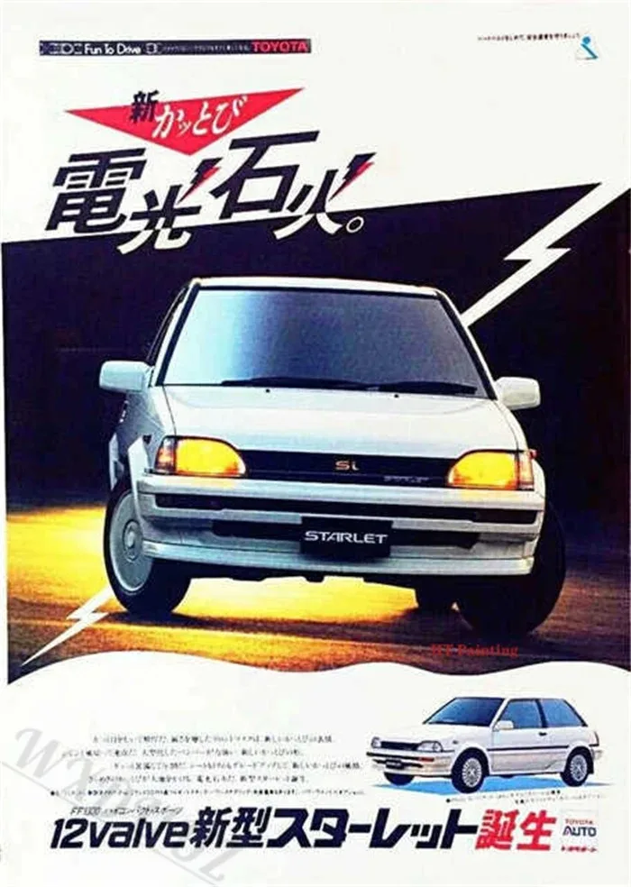 Plakat japońskie auta JDM w stylu retro lat 80. Wzór 11