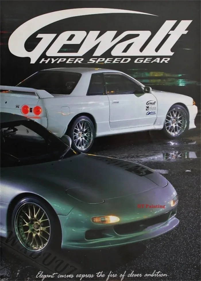 Plakat japońskie auta JDM w stylu retro lat 80. Wzór 5