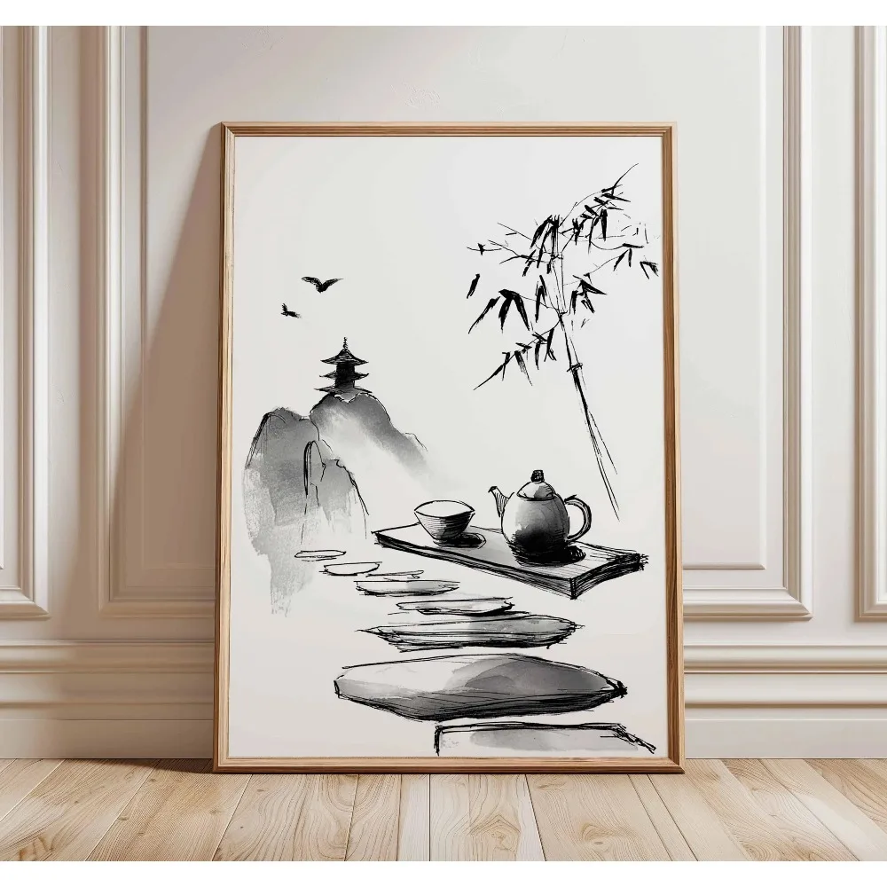 Plakat japońskie drzewo – minimalistyczna grafika Wzór 2