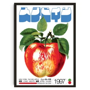 Plakat japońskie róże i owoce - mid century Ciemny szary