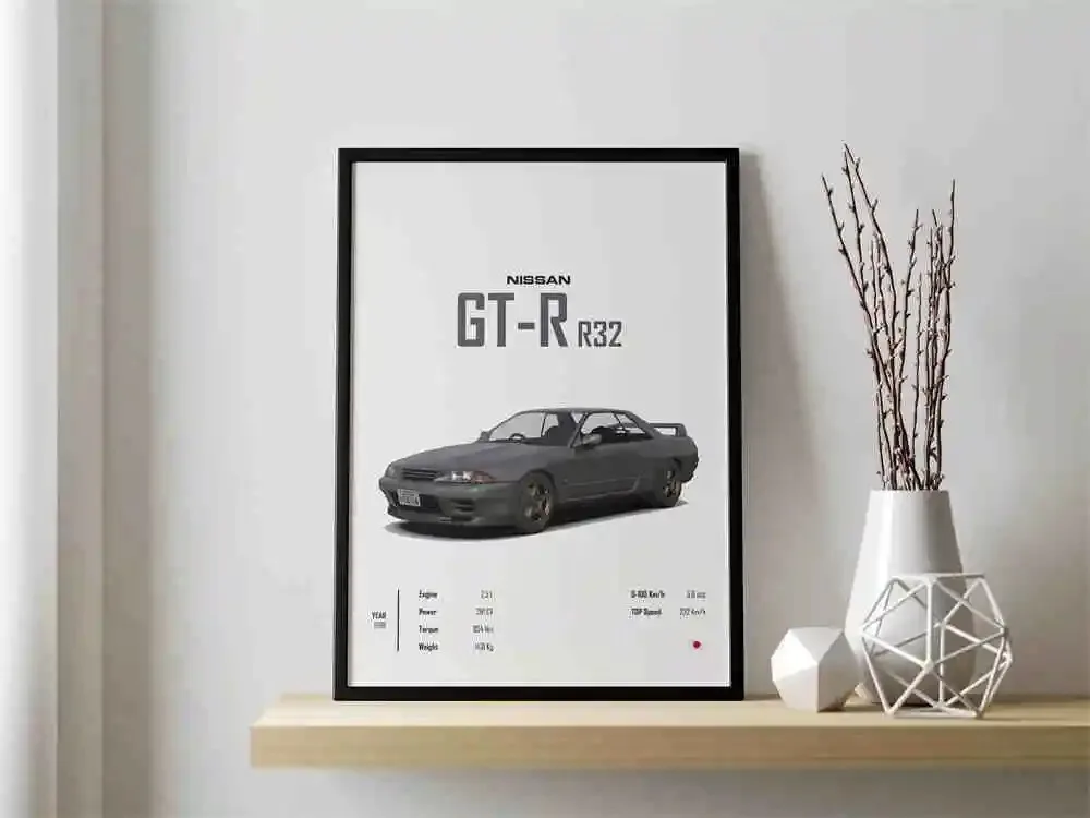 Kultowe japońskie samochody JDM – plakat retro Wzór 12