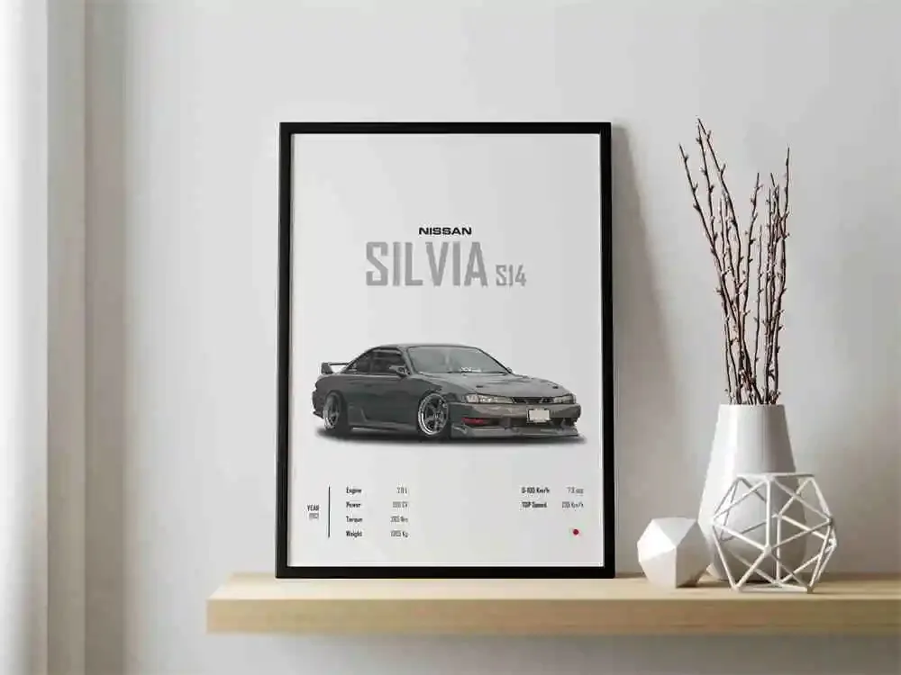 Kultowe japońskie samochody JDM – plakat retro Wzór 9