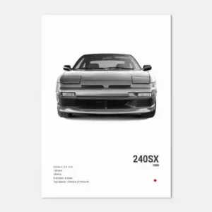Plakat japońskie samochody JDM Nissan GTR czarno-biały Wzór 1