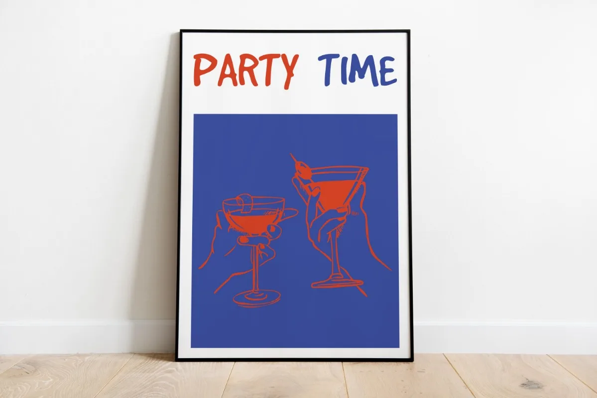 Retro plakat kuchni świata Granatowy