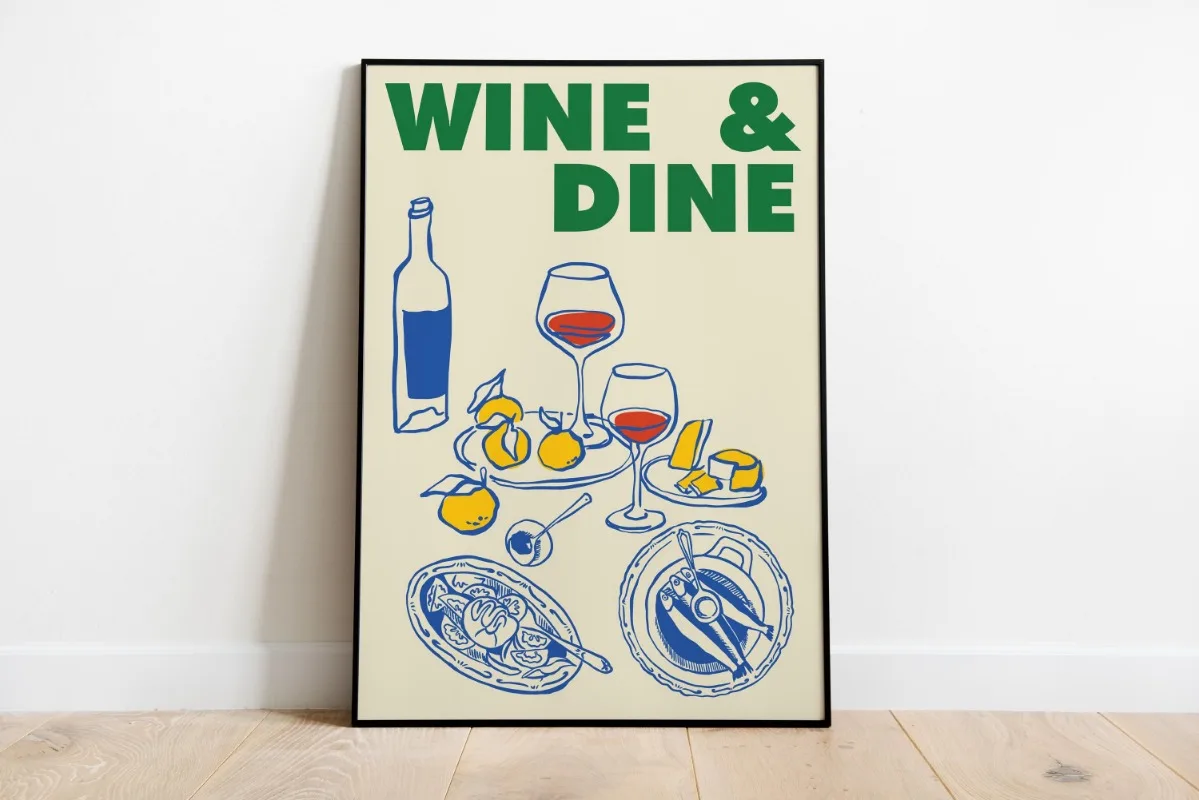 Retro plakat kuchni świata Pomarańczowy
