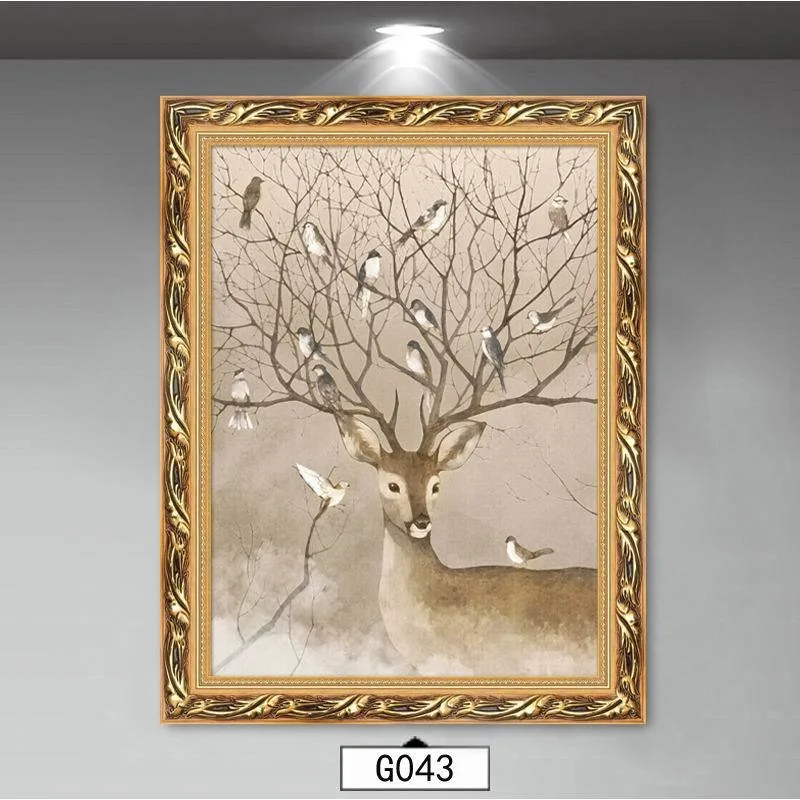 Plakat jeleń – akwarela ze złotym liściem No frame zky 79 3