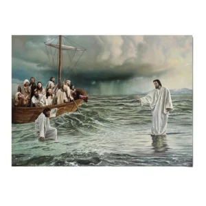 Jezus Dobry Pasterz - plakat religijny Niebieski