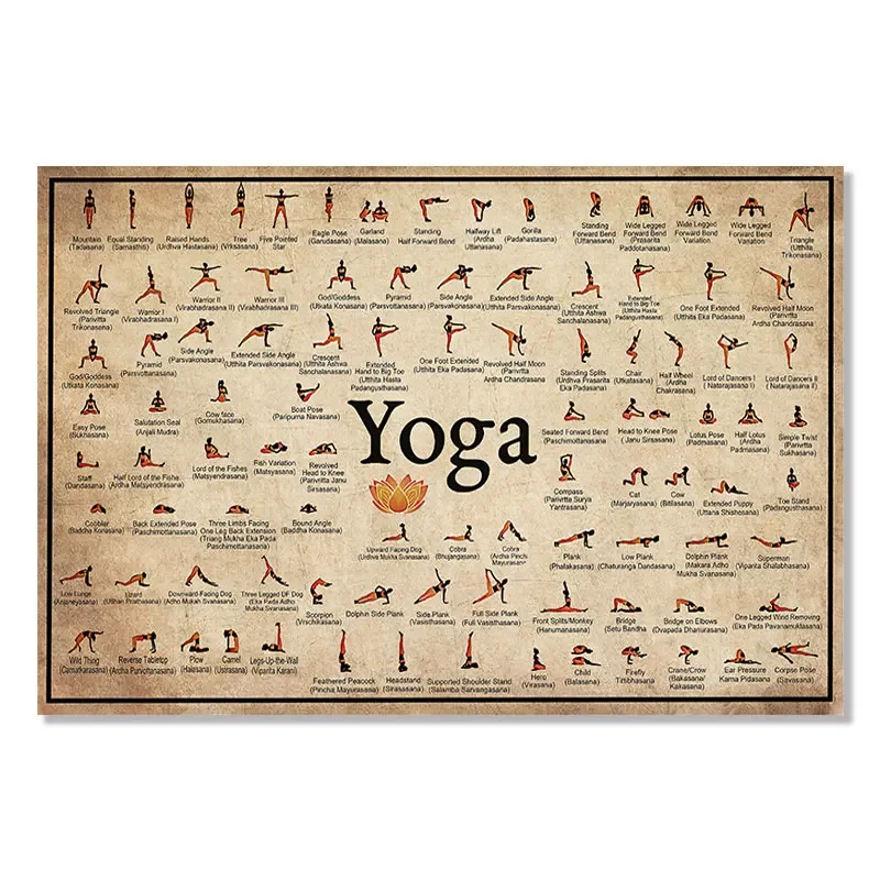 Plakat pozycje jogi Ashtanga Biały