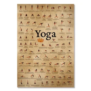 Plakat pozycje jogi Ashtanga żółty