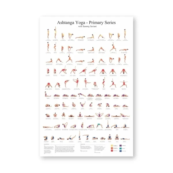 Joga Ashtanga - plakat z sekwencją pozycji Biały