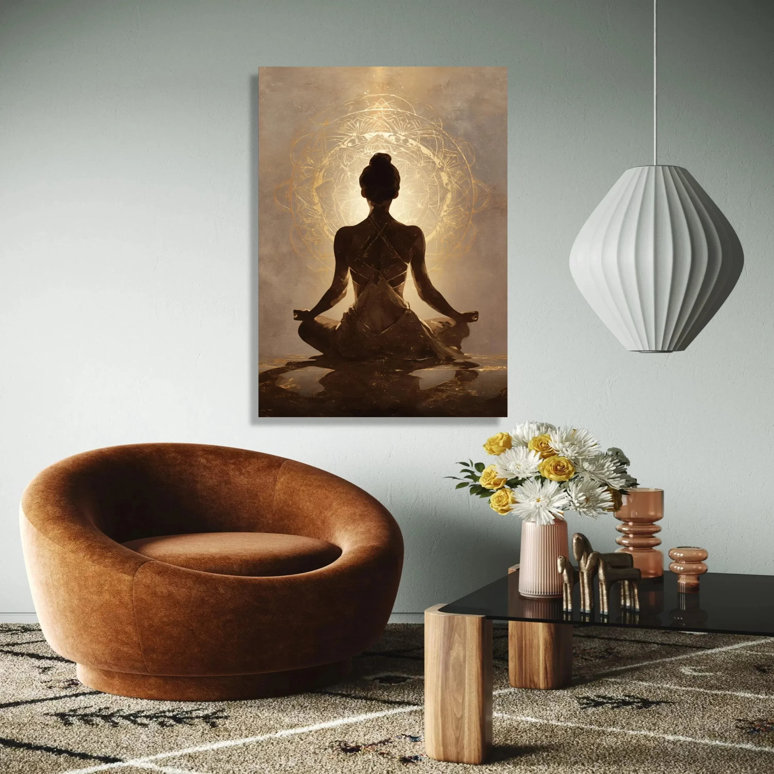 Plakat joga i medytacja zen Fuksja