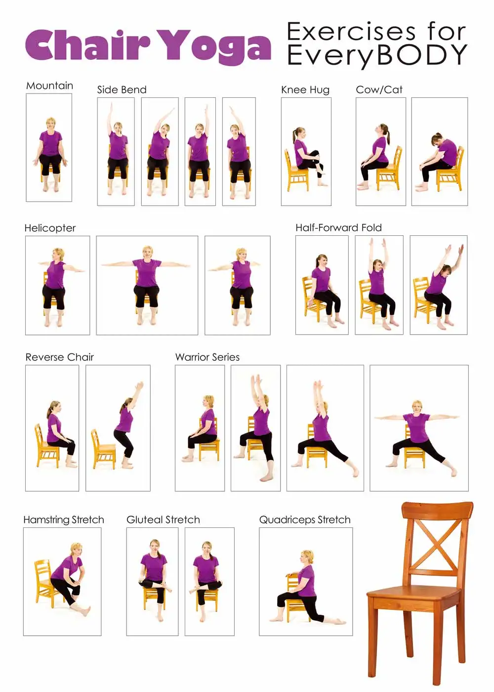 Joga na rano i wieczór - plakat z pozycjami Czerwony