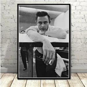 Plakat Johnny Cash czarno-biały Niebieski