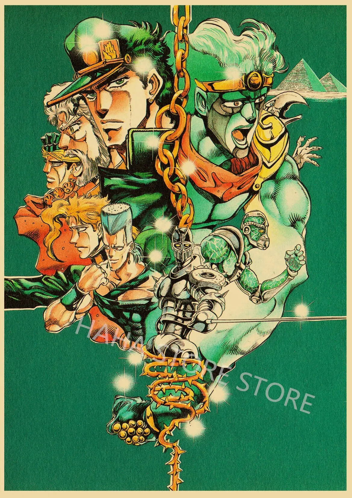 JoJo's Bizarre Adventure - plakat anime retro Wzór 7