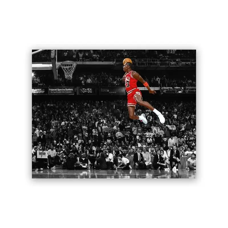 Michael Jordan Slam Dunk - plakat koszykarski Biały