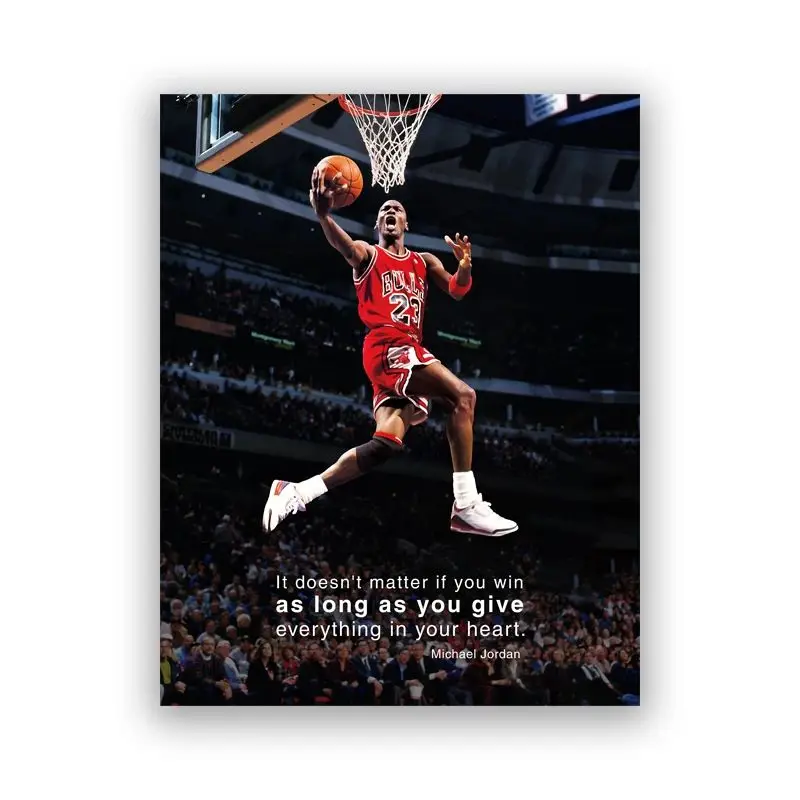 Michael Jordan Slam Dunk - plakat koszykarski Czerwony