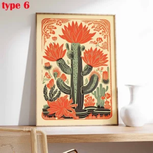 Plakat meksykański kaktus vintage Jasnoszary