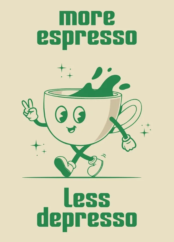 Plakat retro do kuchni Espresso Depresso Biały