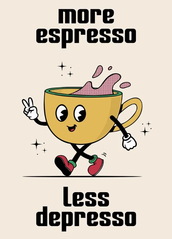 Plakat retro do kuchni Espresso Depresso Fioletowy/фиолетовый