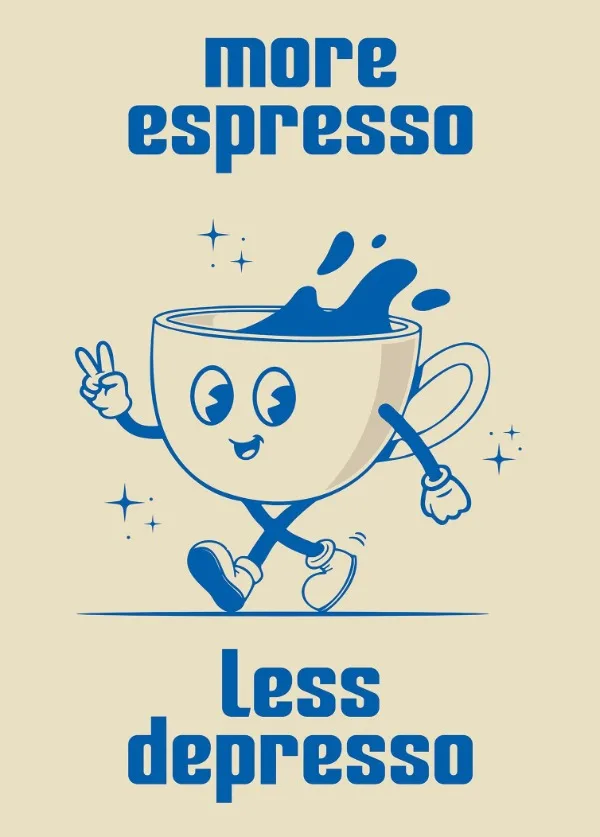 Plakat retro do kuchni Espresso Depresso Fioletowy