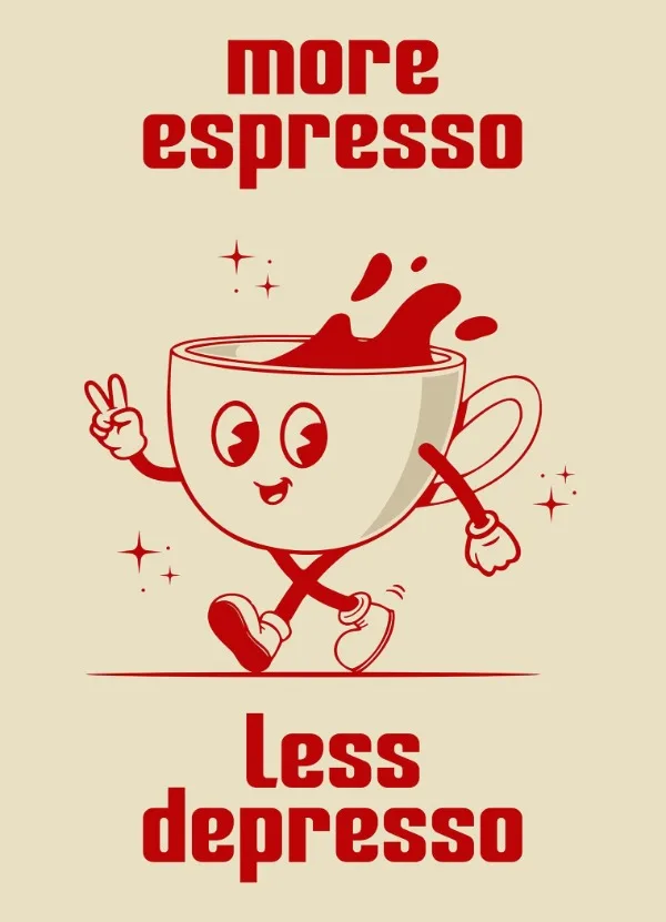 Plakat retro do kuchni Espresso Depresso Jasny