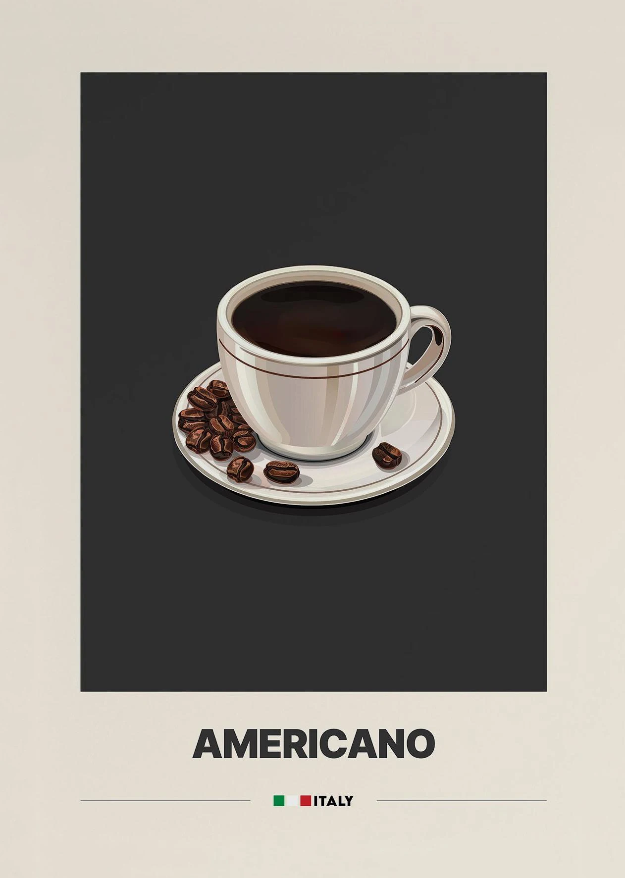 Plakat minimalistyczna kawa Latte do kuchni Wzór 11