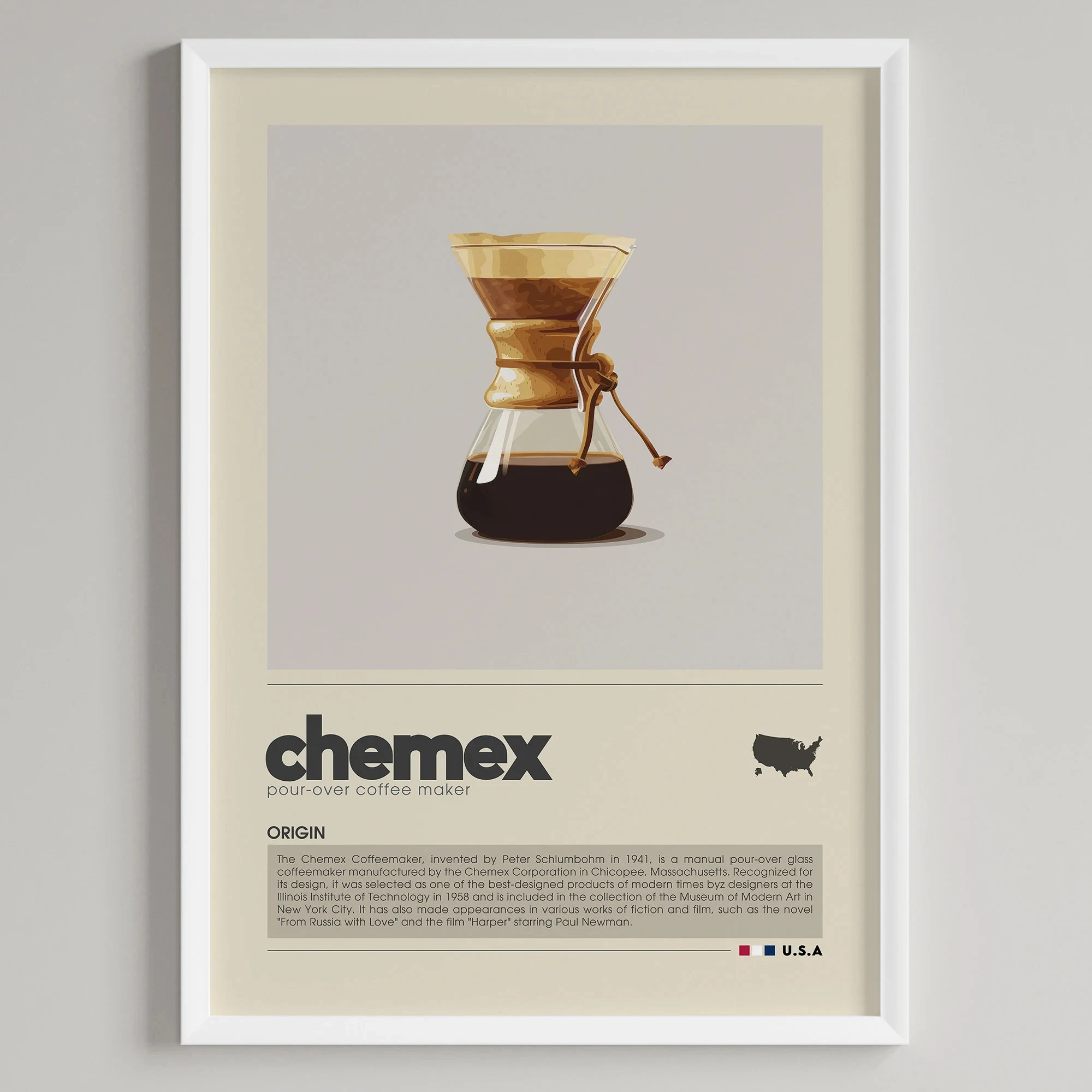 Plakat minimalistyczny z motywem kawy latte Wzór 3